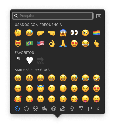 Painel e emojis do macOS