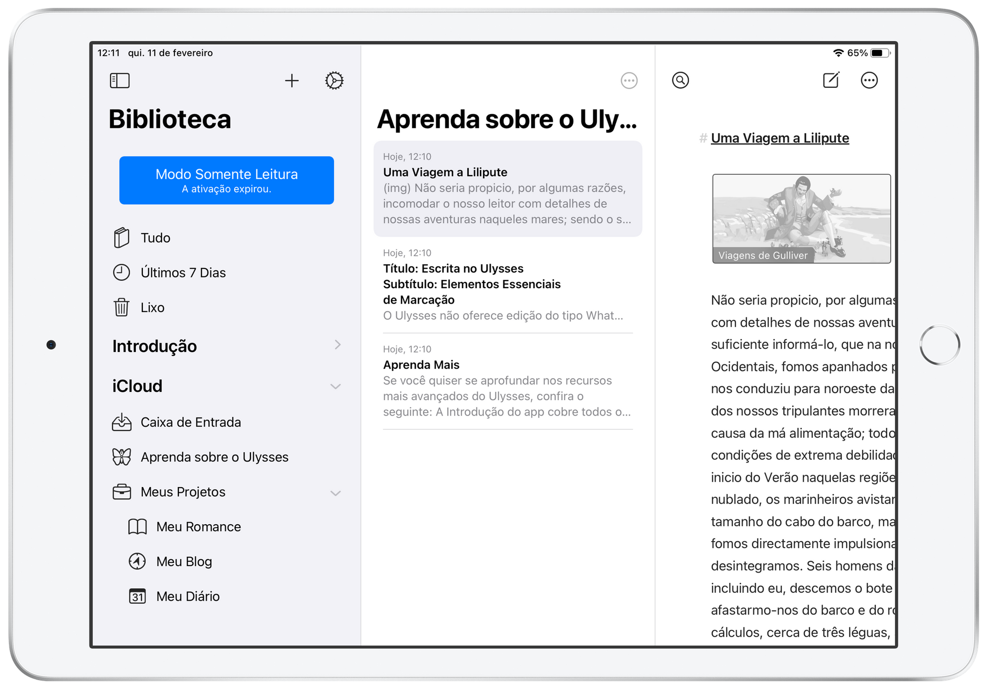 Ulysses no iPad.
