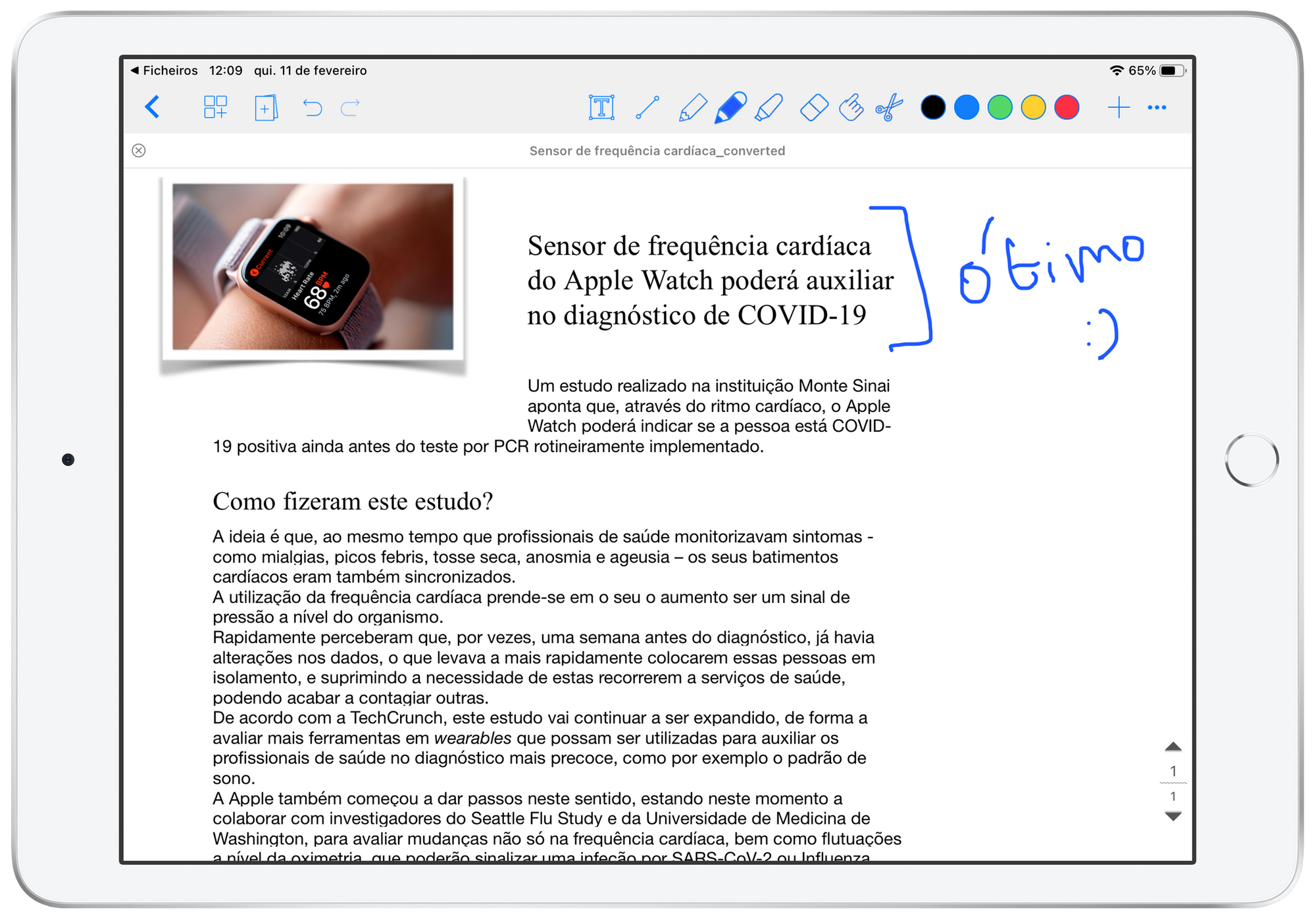 Notes Writer no iPad.