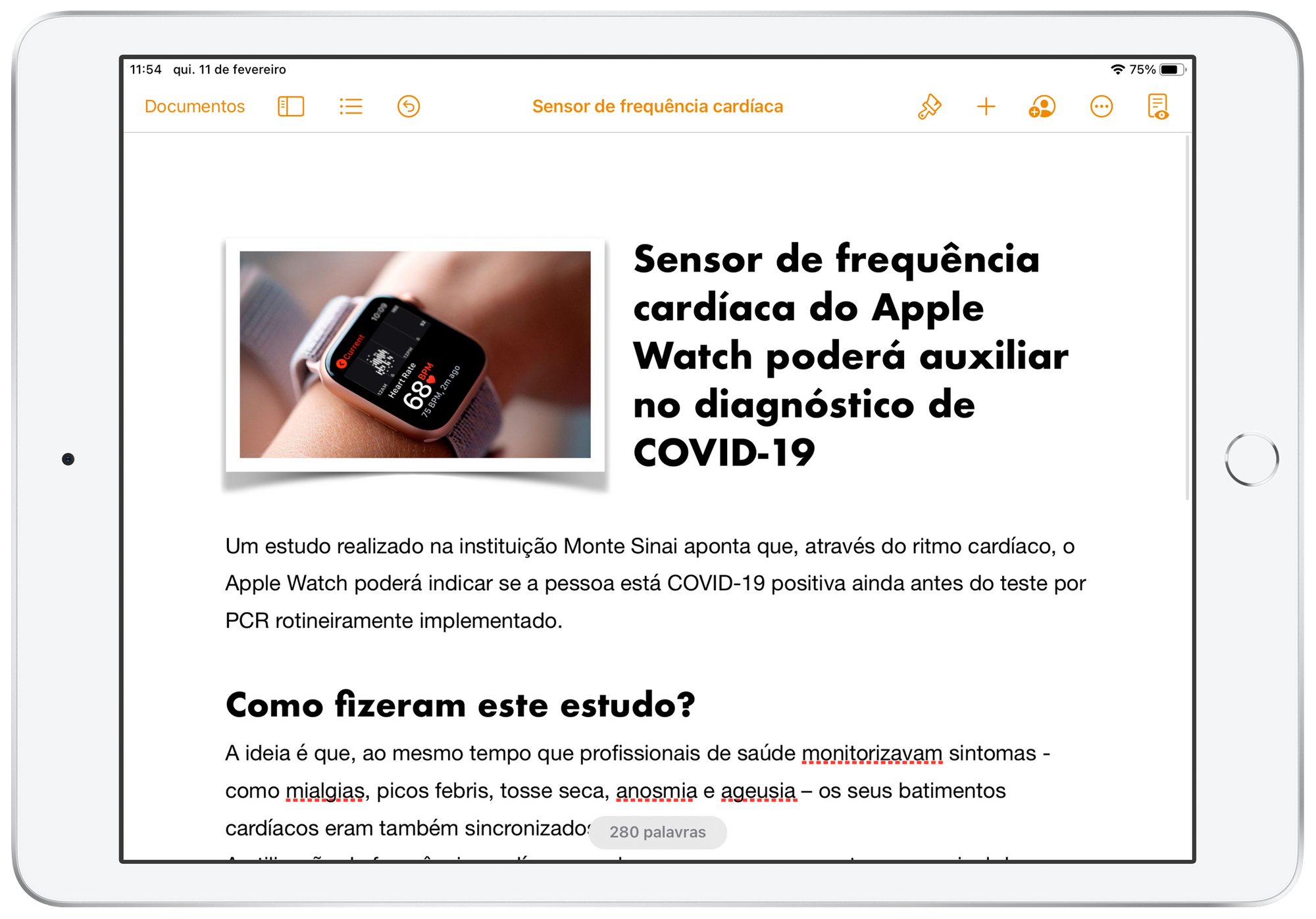 Pages no iPad e Mac.