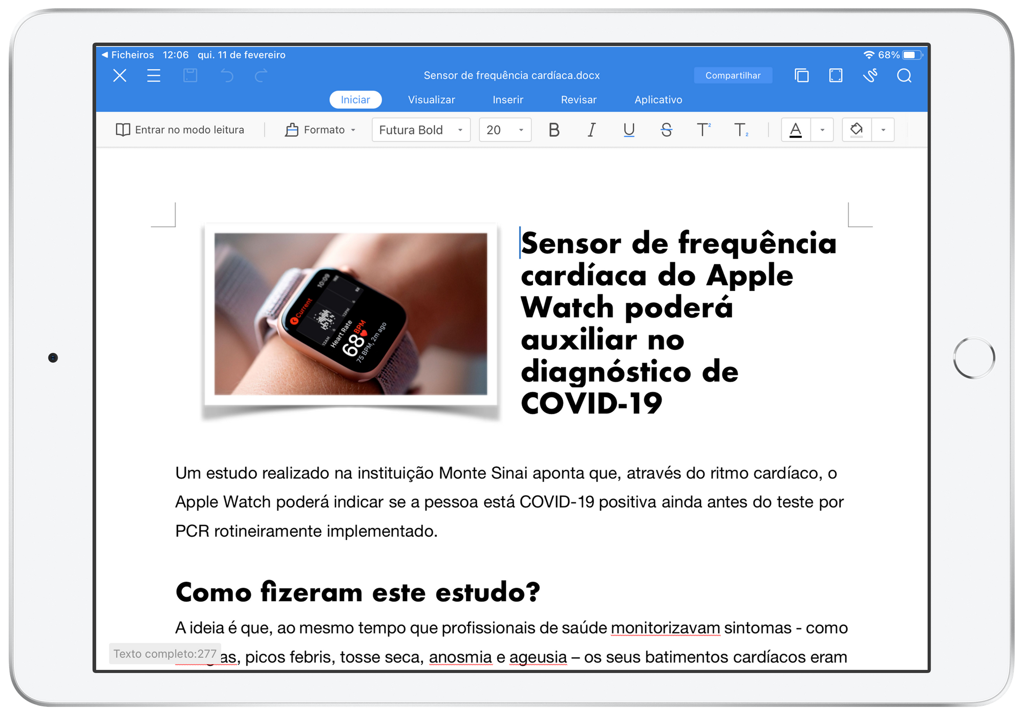 WPS Office no iPad.
