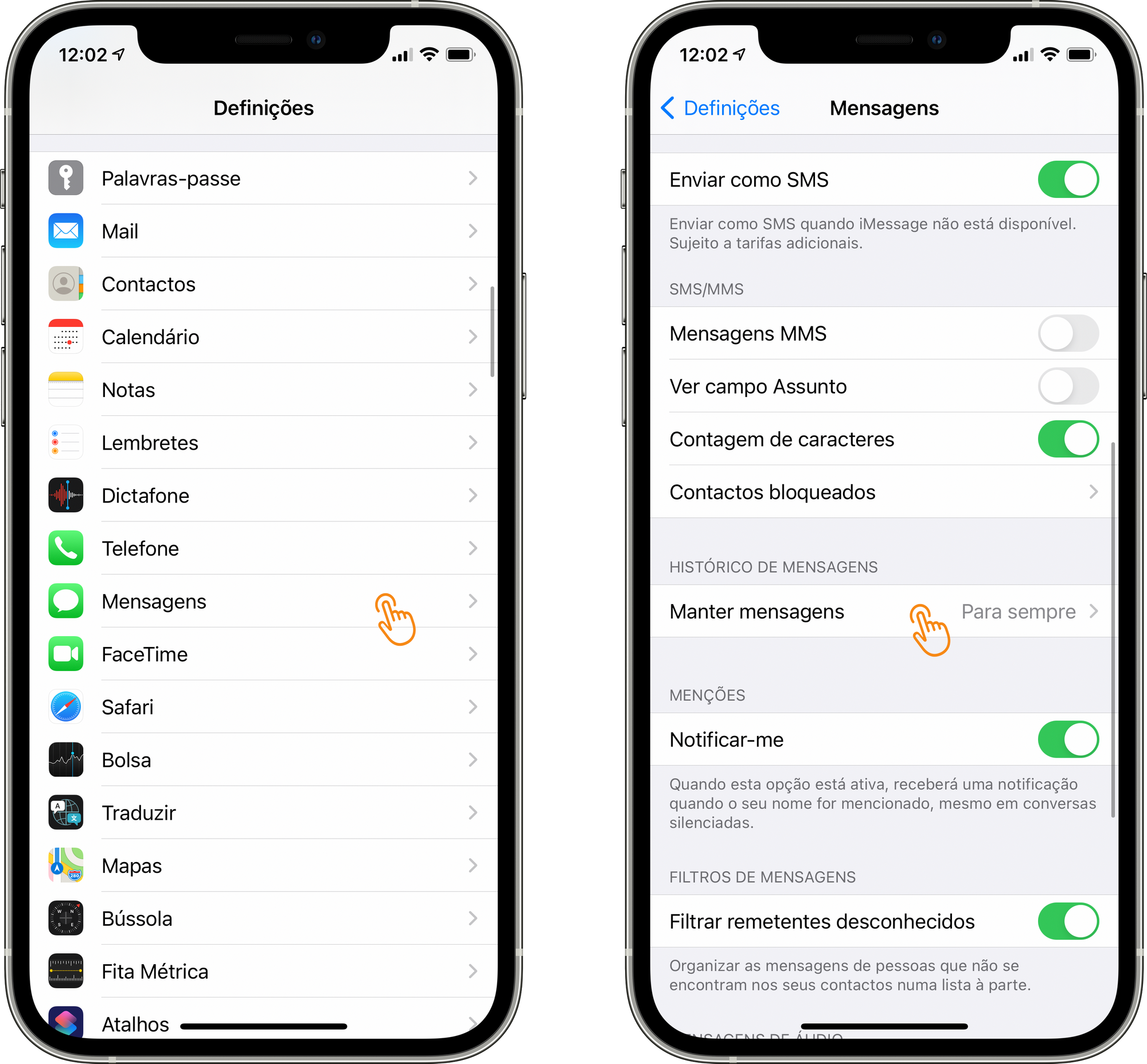 Apagar mensagens antigas do armazenamento do iPhone
