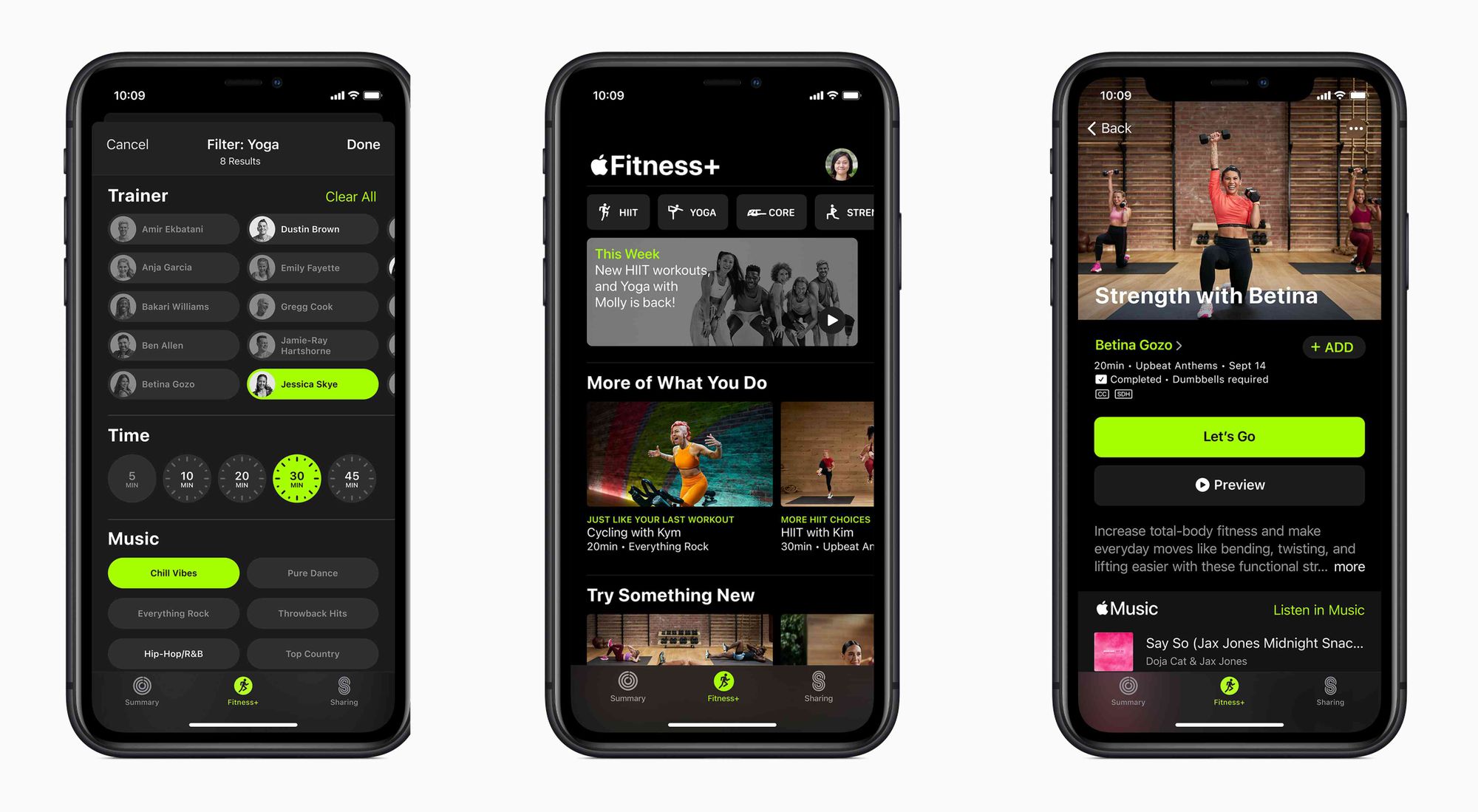 Interface do Fitness+ no iPhone