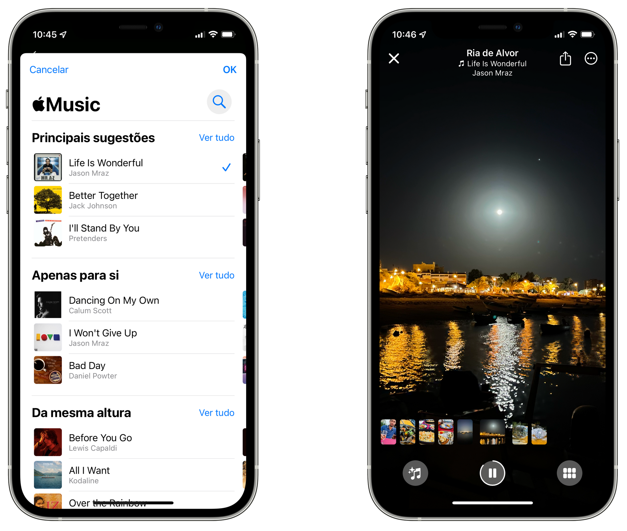 Selecionar uma música do Apple Music para um vídeo recordação no iOS 15