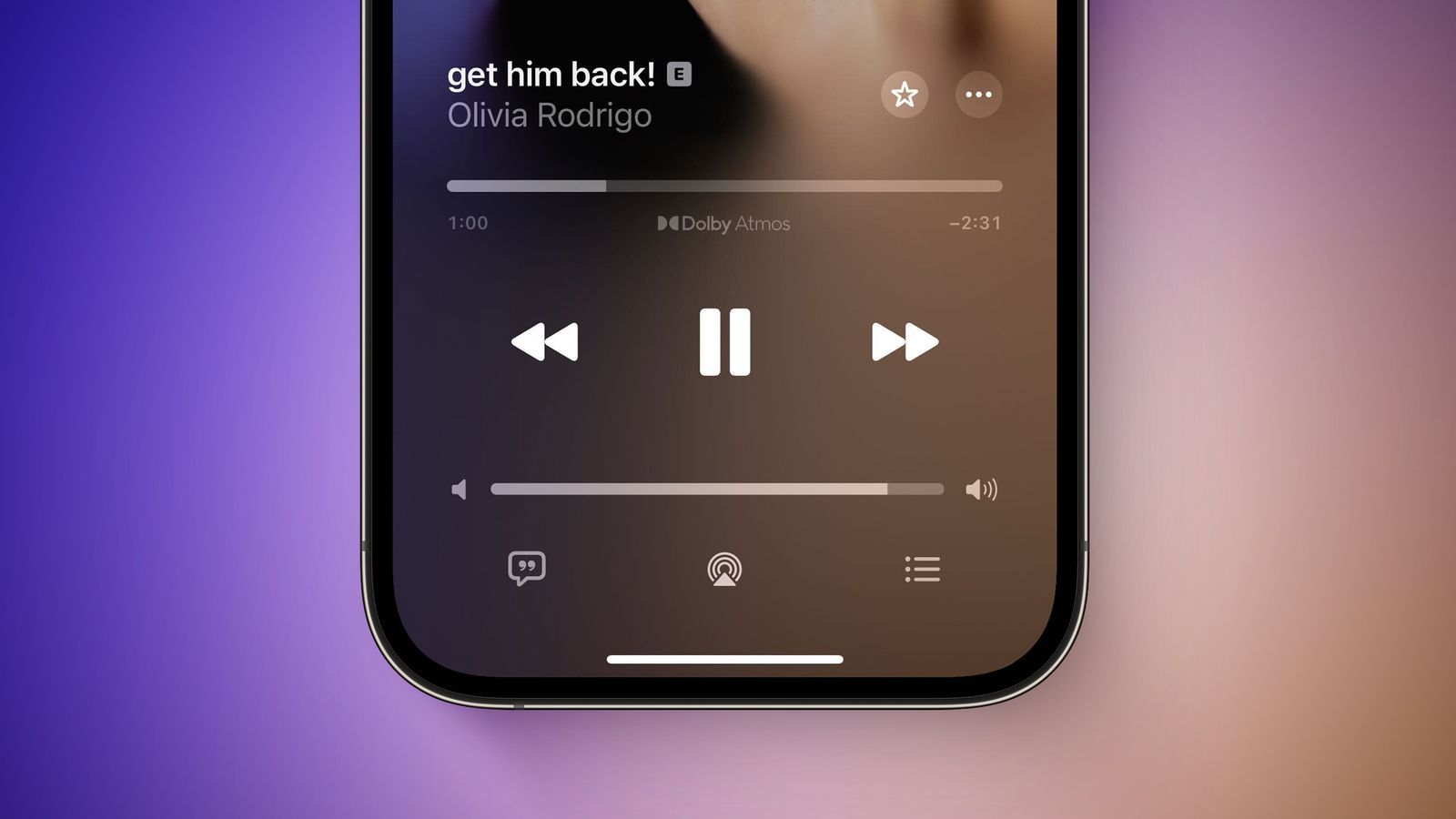 Plano aproximado da aplicação do Apple Music no ecrã principal de um iPhone.