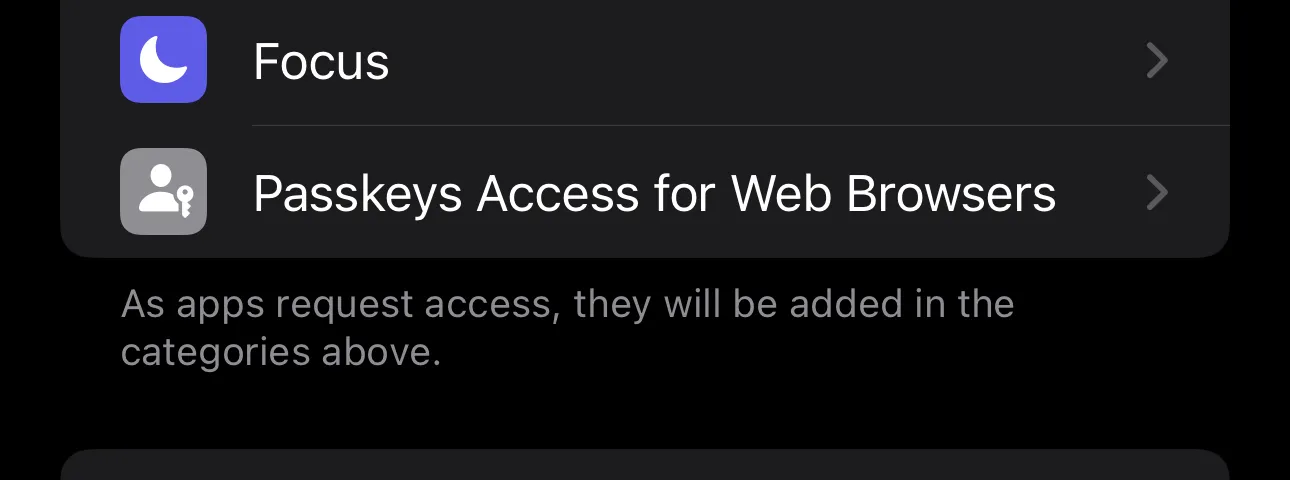 Pré-visualização do novo ícone da opção "Acesso a chaves-passe pelos navegadores web" nas Definições de Privacidade e segurança, um boneco com uma pequena chave à direita.