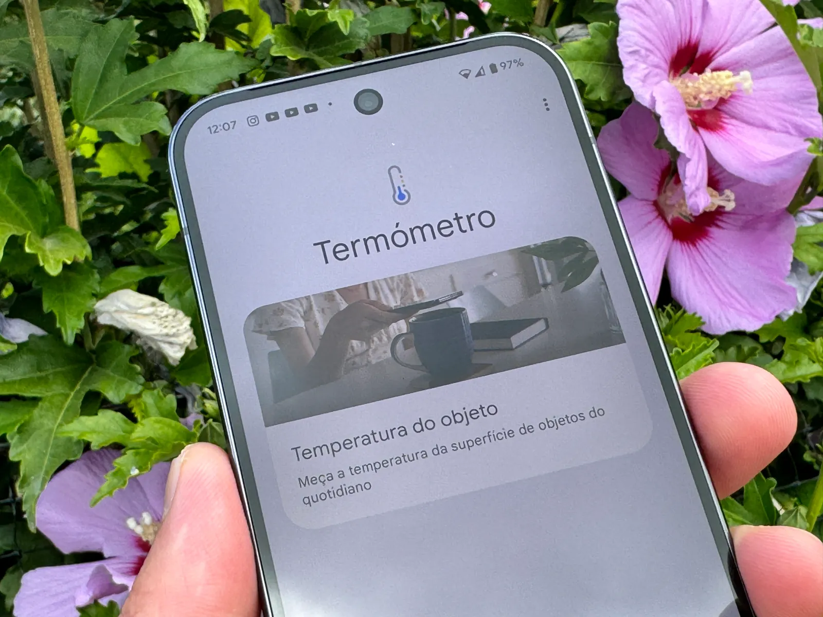Interface da app termómetro no Pixel 9 Pro