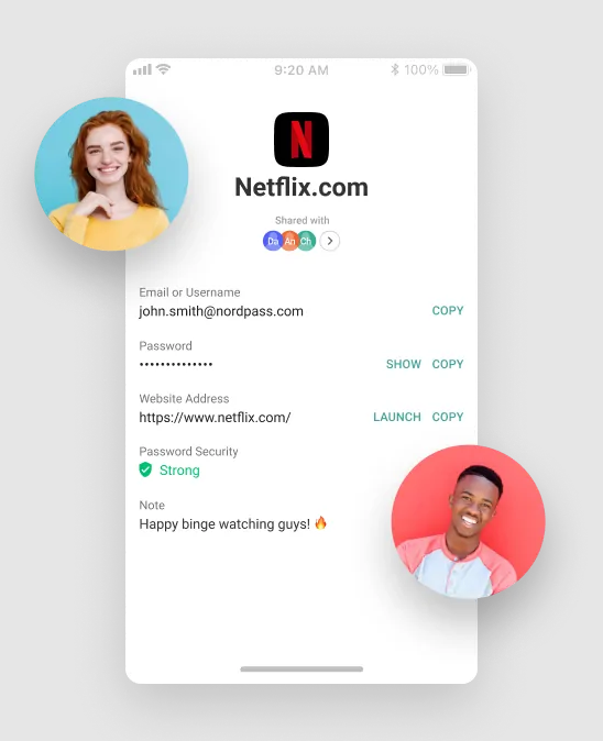 Partilha de Palavras-Passe no NordPass