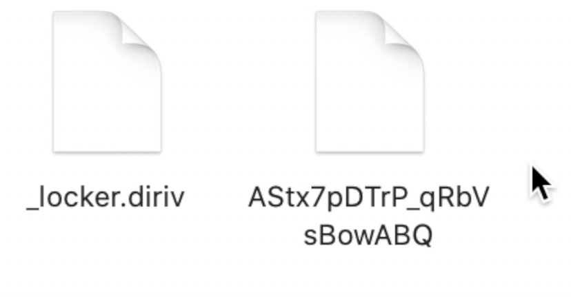 Aspeto dos ficheiros encriptados no Mac, fora da aplicação
