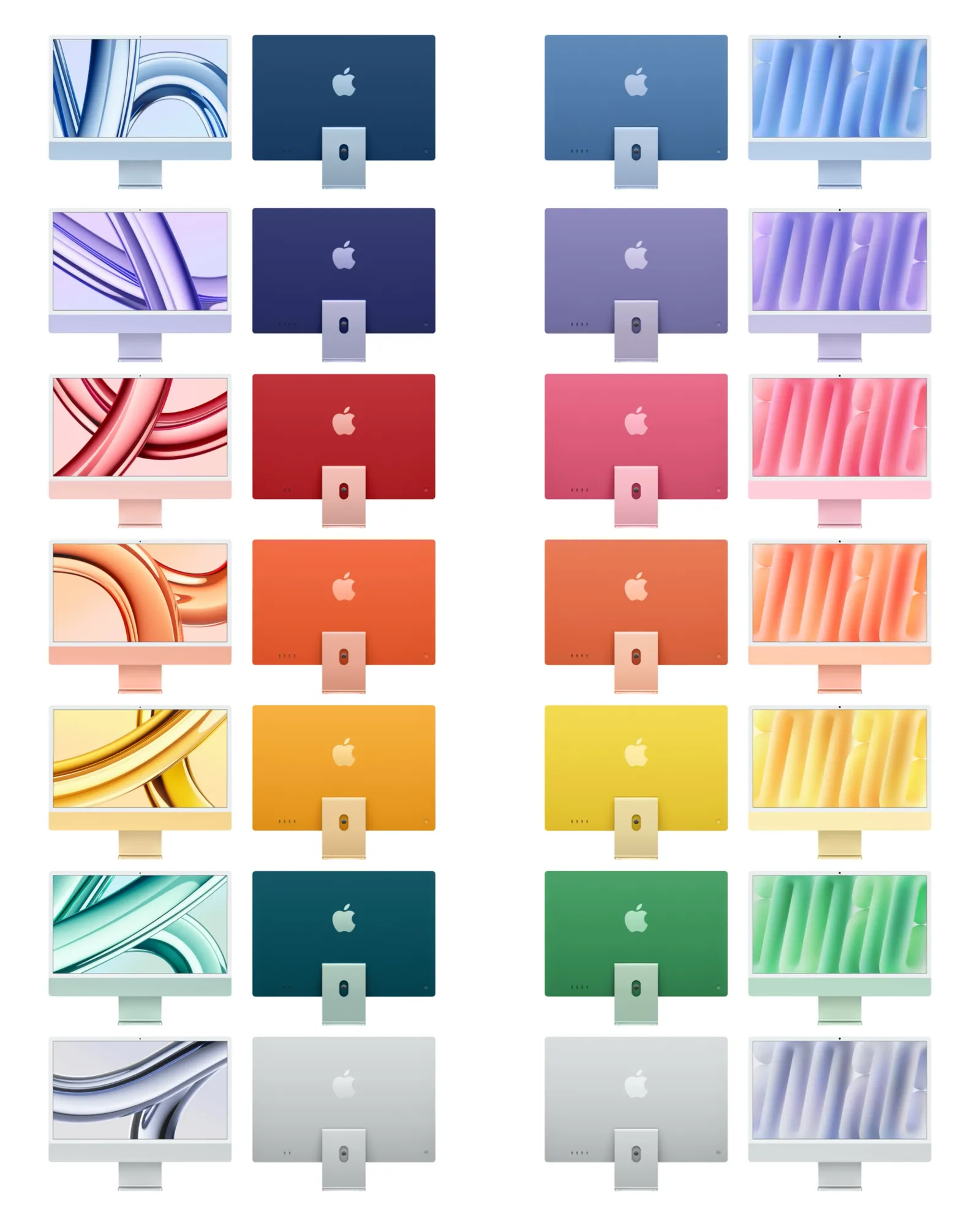 Gama de cores do iMac M3 à esquerda vs o iMac M4 à direita. 📷 Apple Hub