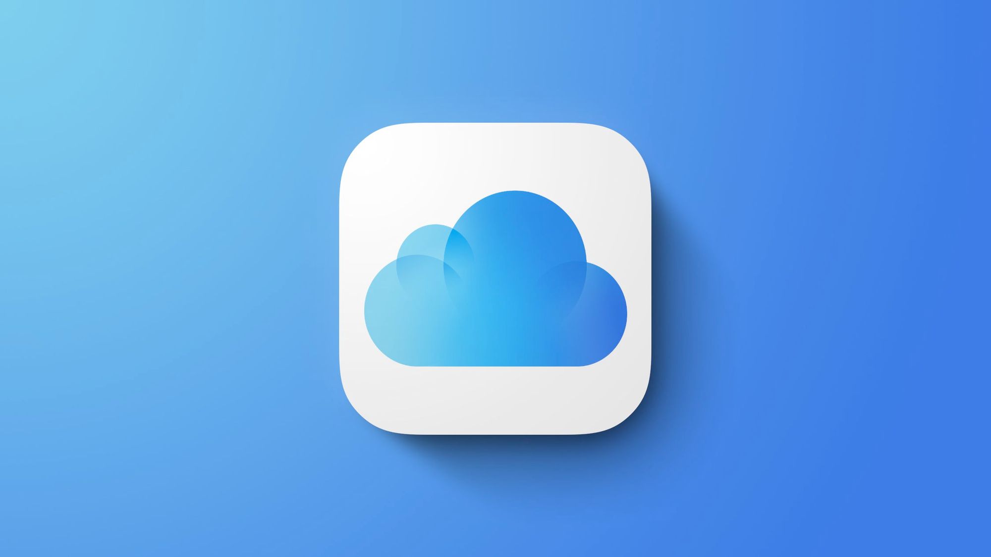 Ícone do iCloud num fundo azul.