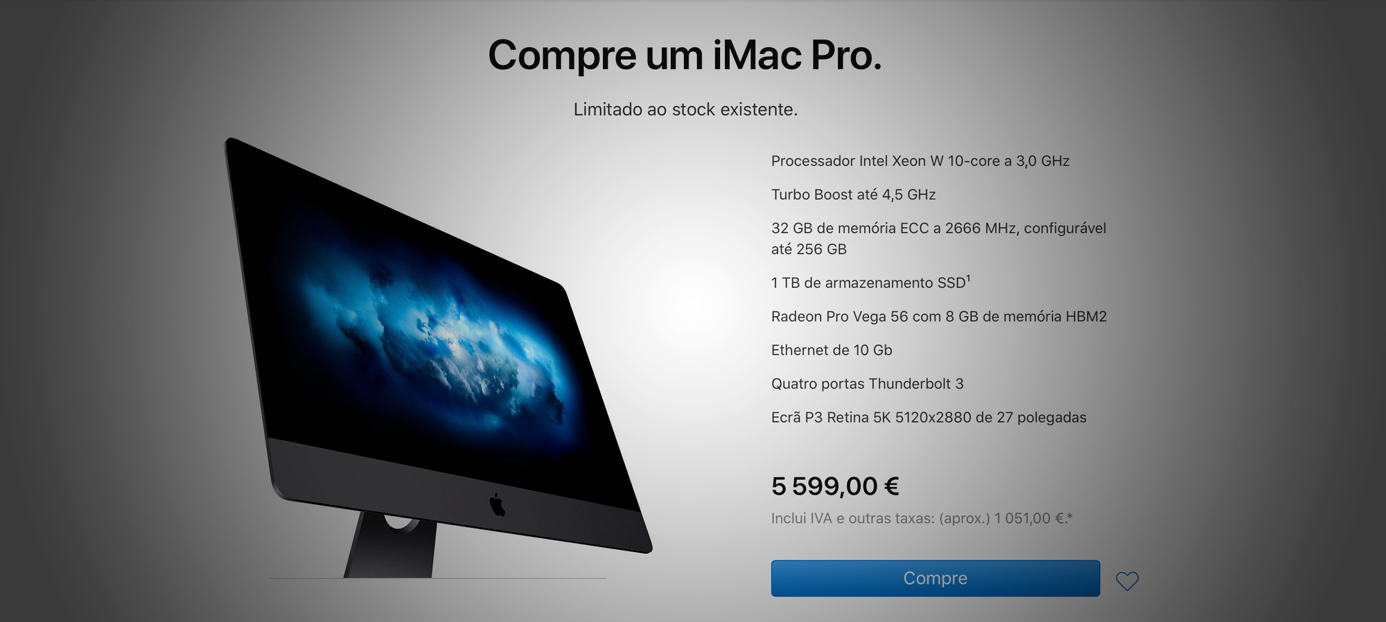 "Limitado ao Stock existente": iMac Pro descontinuado
